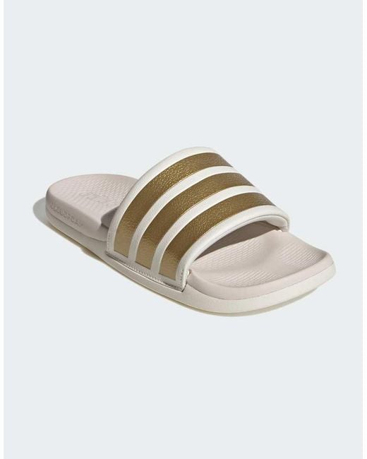 Adidas Originals White Adilette Comfort 2.0 Slides