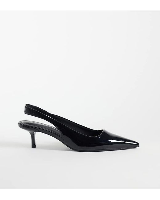 Asos Design Wide Fit Blue Signature Kitten Heeled Shoes