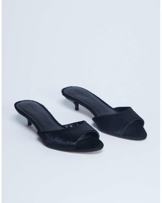 TOPSHOP Blue Alba Real Leather Peep Toe Kitten Heel Mule