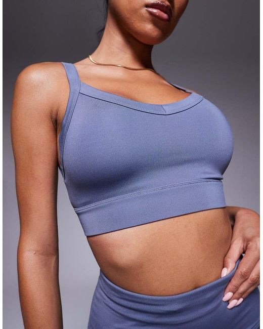 4505 Blue Icon Active Medium Support Sports Bra With Removable Padding And Adjustable Straps