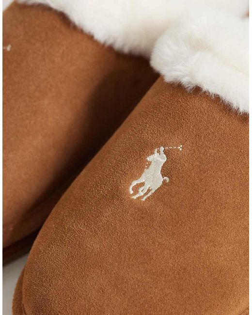 Polo Ralph Lauren Brown Kayleigh Scuff Polo Flats Slipper
