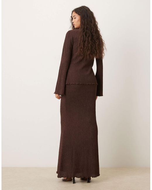 Evalina - jupe d'ensemble longue effet froissé - marron Pretty Lavish en coloris Brown