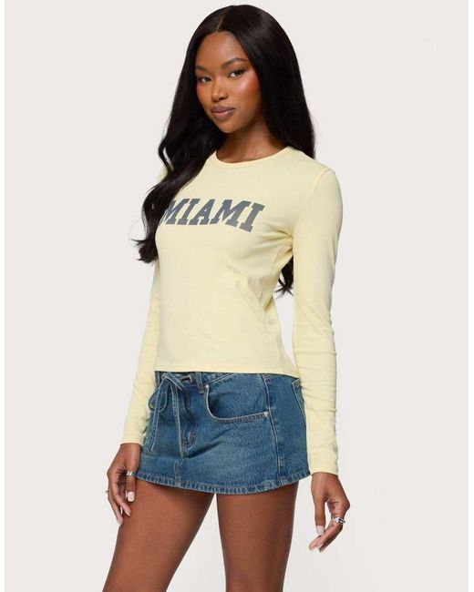 Edikted Blue Miami Girl Long Sleeve T Shirt