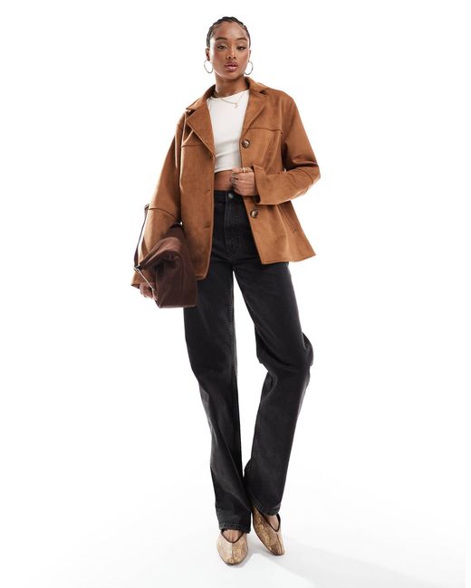 ASOS Brown Asos design tall – jacke aus wildleder