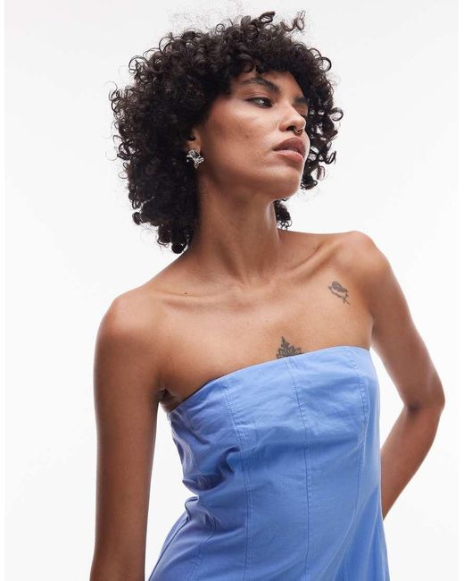 Vestito Midi A Fascia Polvere Con Cucitura di TOPSHOP in Blue