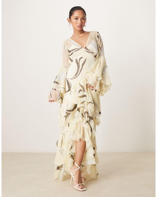 ASOS Asos Design Petite Plunge Ruffle Tiered Maxi Dress With Lace Inserts in Natural | Lyst Australia ASOS Asos Design Petite Plunge Ruffle Tiered Maxi Dress With Lace Inserts in Natural | Lyst Australia