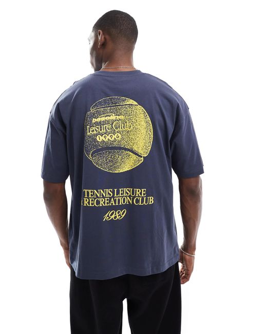 ASOS Blue Oversized T-shirt With Sports Graphic for men