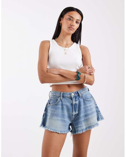Free People Blue Sparks Fly Denim Shorts