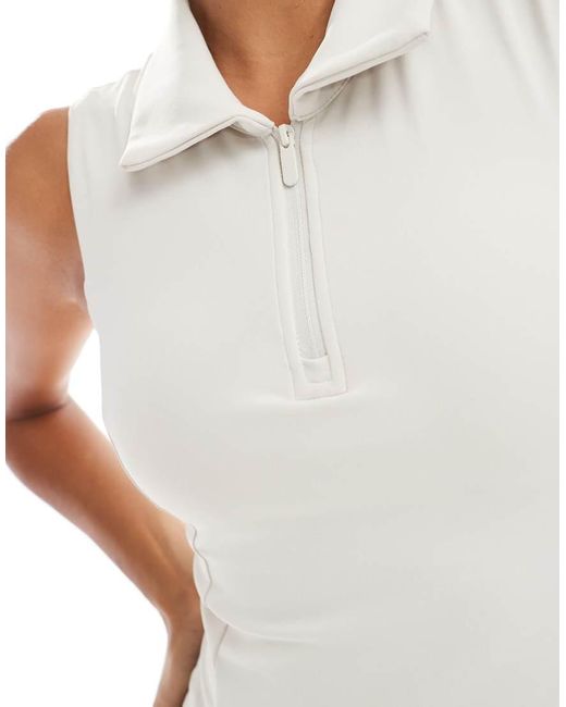 agon® White Sleeveless Collared Top