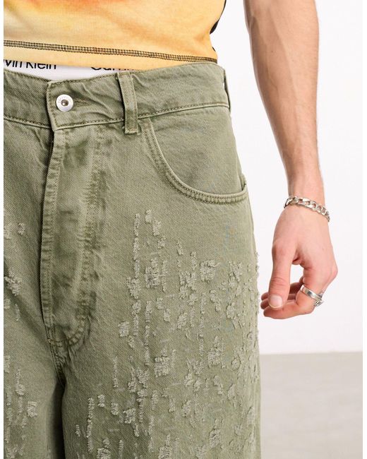 Collusion Green X015 Super baggy Low Rise Jeans for men