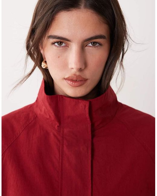 ASOS Red Slouchy Funnel Neck Utility Jacket With Cinched Waist