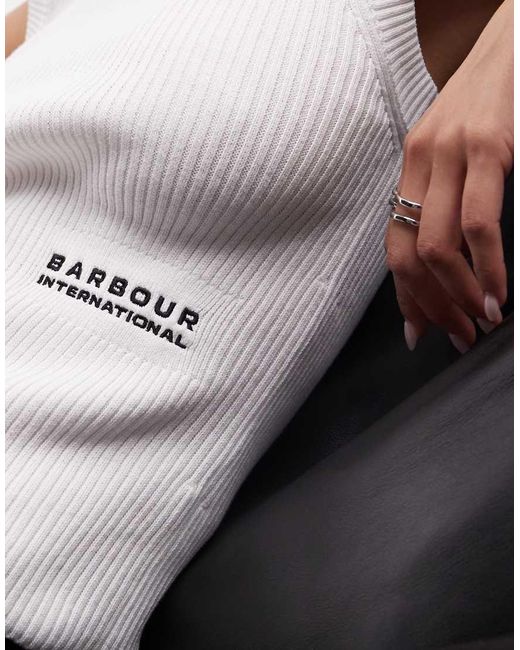 Barbour White Nova Logo Knitted Singlet