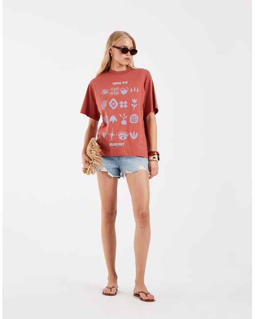 ASOS Red Oversized T-shirt With Rising Sun Art Graphic
