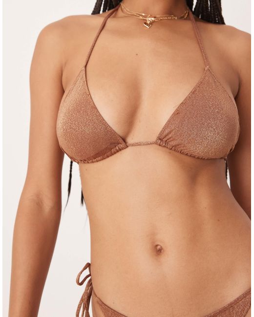 Stradivarius Natural Textured Bikini Top