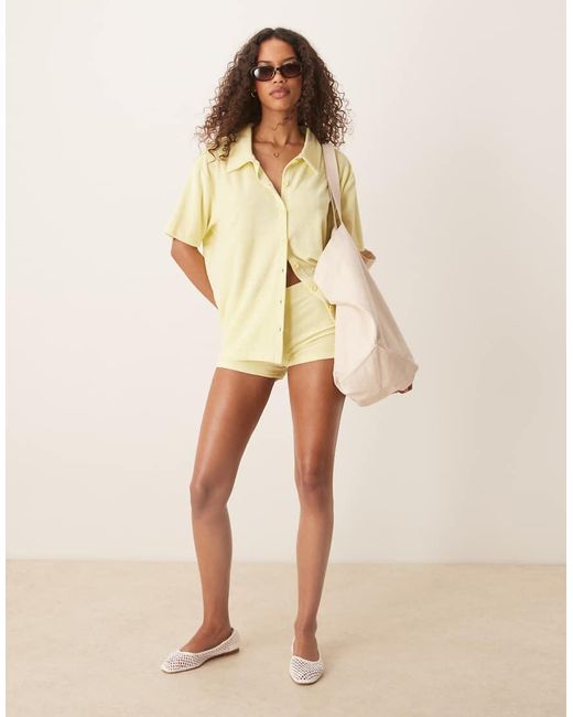 ASOS Oversized Overhemd Van Badstof in het Natural