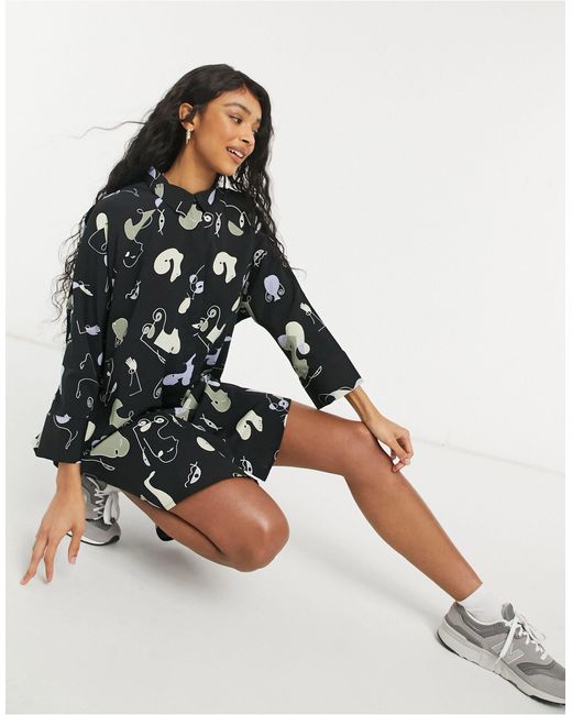 Monki Moa Recycled Abstract Print Mini 