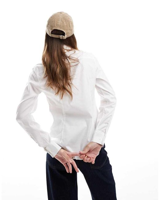 Gant White Slim Stretch Oxford Shirt With Logo