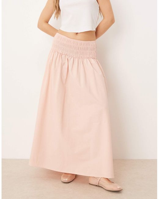 ASOS Natural Shirred Waist Maxi Skirt