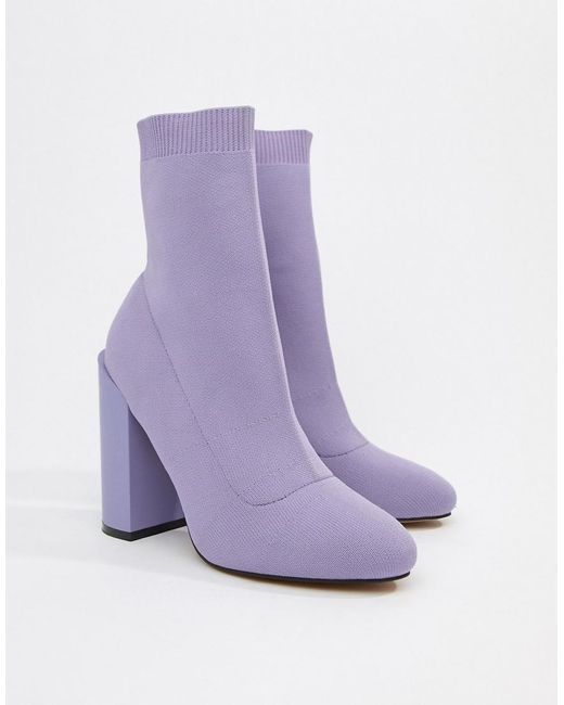 ASOS Enchanted Knitted Sock Boots In Lilac in Purple | Lyst