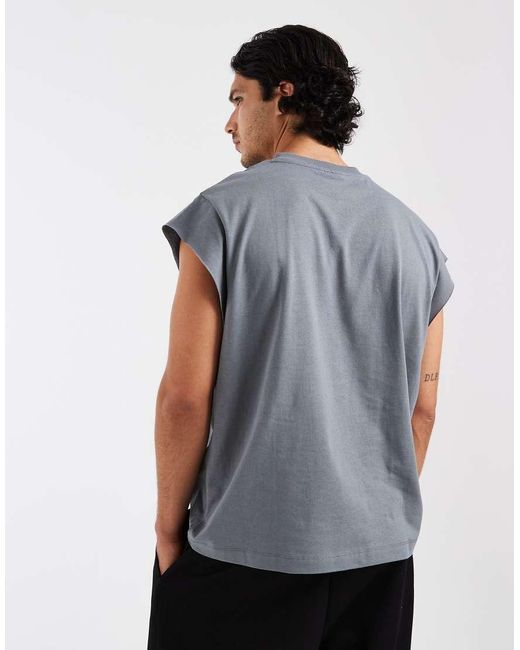 ASOS Blue Heavyweight Boxy Oversized Tank With Cap Sleeves for men