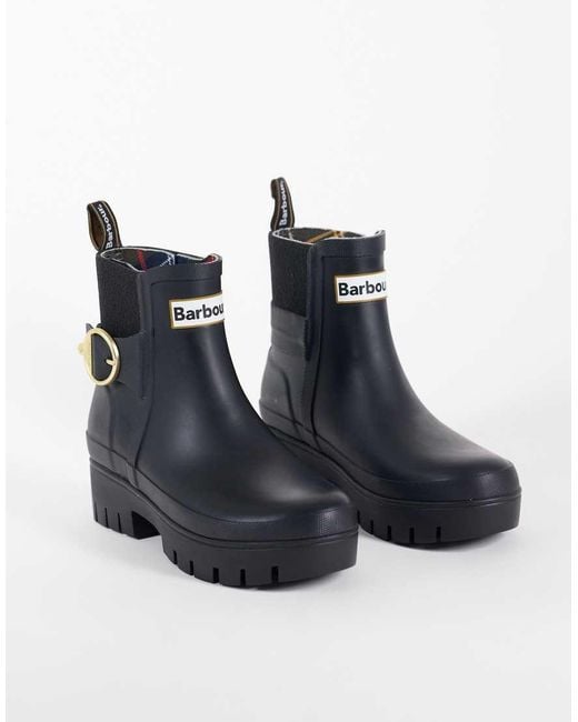 Barbour Blue Hepburn Buckle Ankle Welly Boot