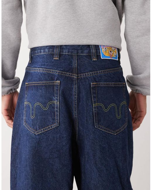 ICECREAM Blue Triple Scoop Running Dog Loose Fit Denim Jeans for men