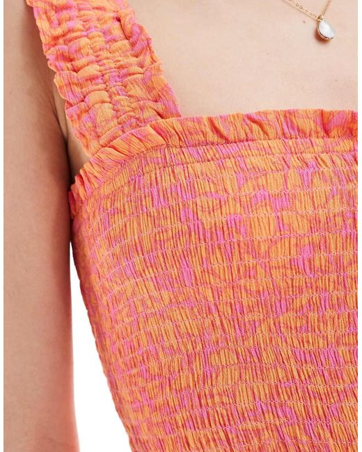 Vero Moda Pink Shirred Cami Midi Dress
