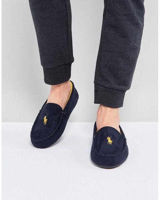 Ralph Lauren Blue Dezi Moccasin Slippers for men