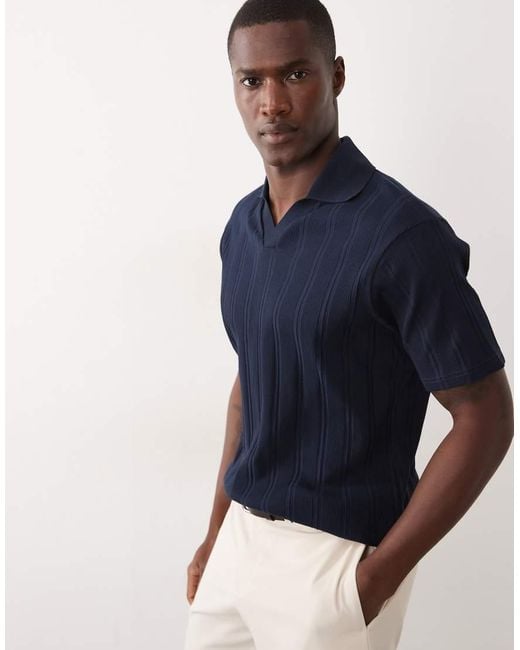 ASOS Blue Slim Fit Notch Polo for men