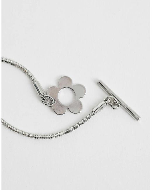 ASOS White Short Necklace With Flower T-bar Design