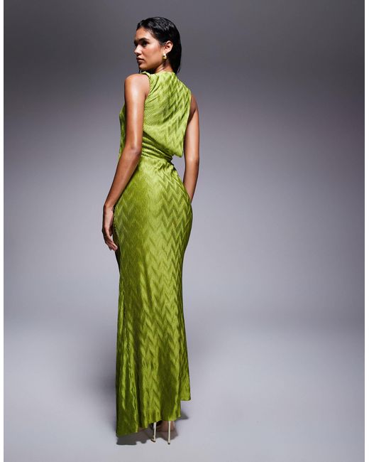 ASOS Green Sleeveless Draped And Cut Out With Trim Detail Maxi Dress