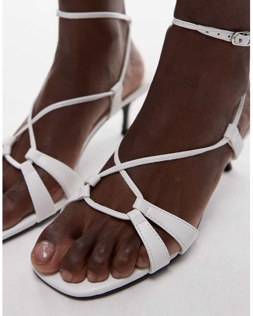 Mango White Strappy Kitten Heel