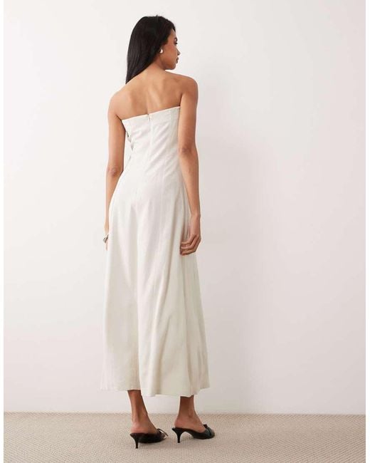Miss Selfridge Natural Linen Look Bandeau Maxi Dress