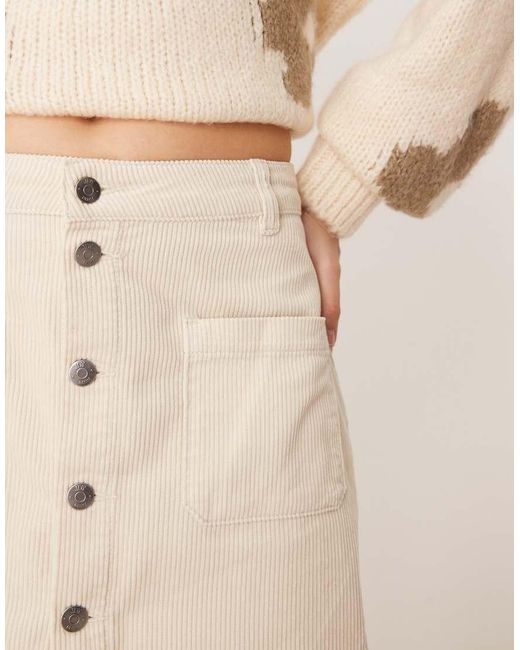 Jdy Natural Cord Button Through Mini Skirt