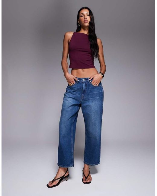 GOOD AMERICAN Blue Good 90s Cropped Relaxed Jeans