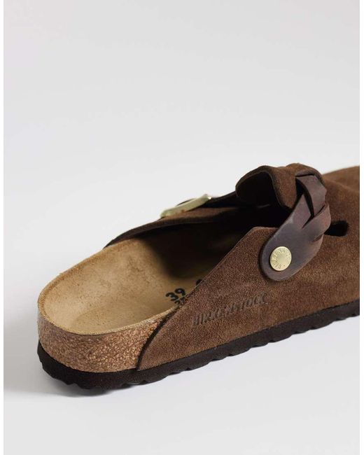 Birkenstock Brown Boston Braided Suede Clogs
