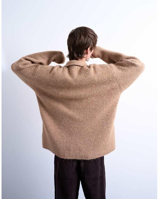 Polo Extragrande De Punto De -Neutro Topman de hombre de color Brown