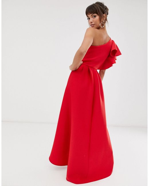 open lace back dress One-Shoulder Pleated Tight Long Prom Dress with Slit Burgundy / 8