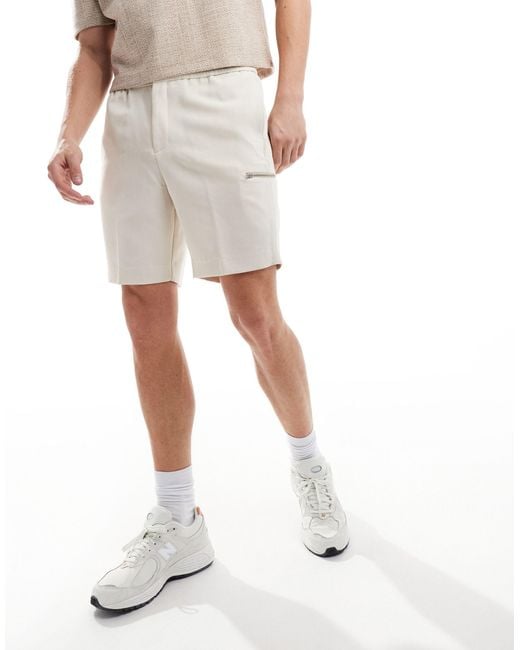 River Island White Smart Pull On Shorts for men