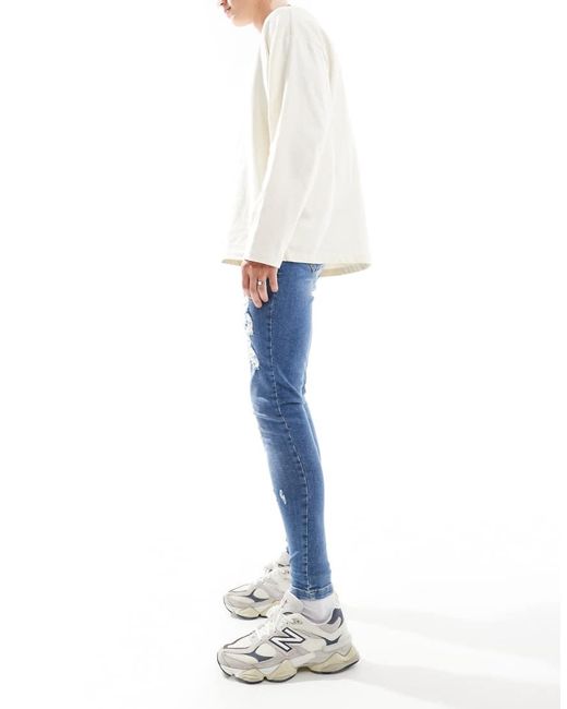 HERA Blue Spray On Ripped Jean for men
