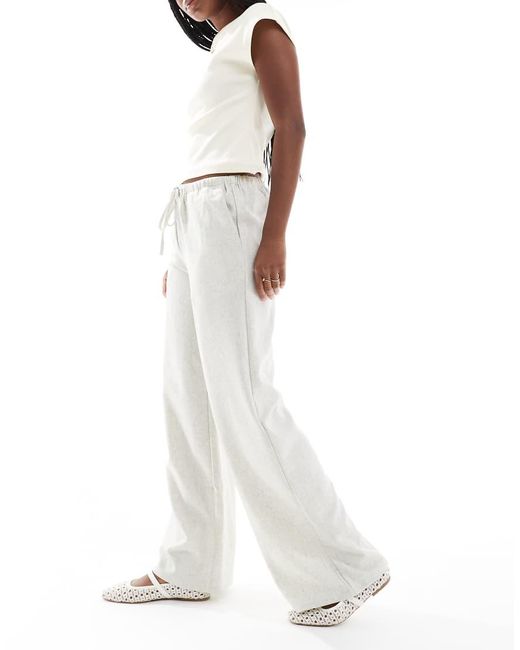 Daisy Street White Linen Blend Mid Rise Pants