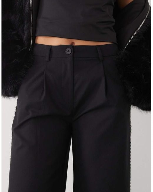 Reclaimed Vintage White Wide Leg Tailored Pants With Diamante Side Detail