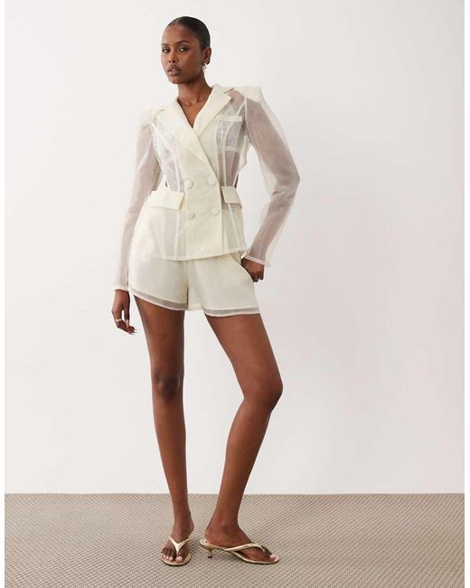 ASOS Natural Sheer Cinched Blazer Top