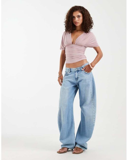 Motel Blue Vernia Batwing Cupro Top