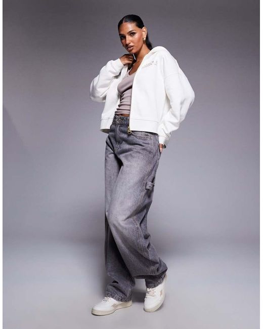 Sudadera Blanca Con Capucha Y Cremallera Lana De -Blanco Barbour de color Gray