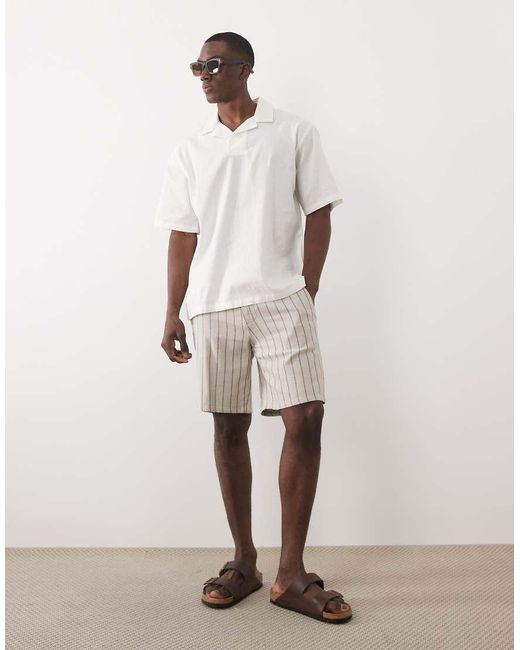 Only & Sons Natural Loose Fit Shorts With Linen for men