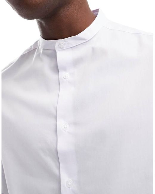 ASOS White Regular Shirt With Grandad Collar for men