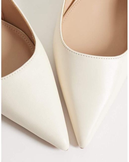 Mango White Slingback Kitten Pumps