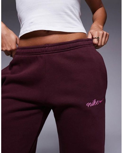 Nike Purple Script Logo Straight Leg joggers