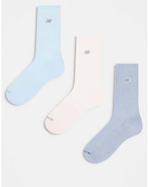 New Balance 3 Pack Embroidered Logo Crew Socks in Blue for Men | Lyst UK